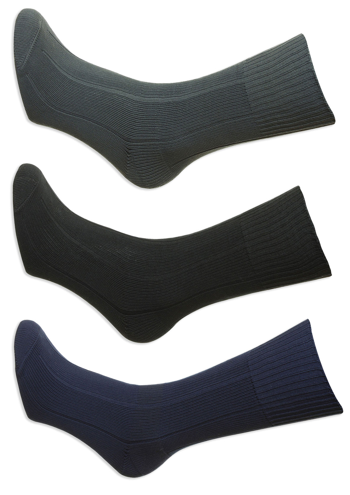 HJ Hall Ribbed Pattern Indestructible Sock NAvy Black Grey 