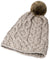 Beige Aran Knitted Faux Fur Bobble Hat #colour_beige