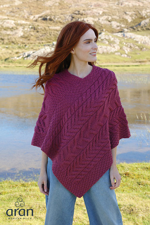 Plum knit poncho wool 