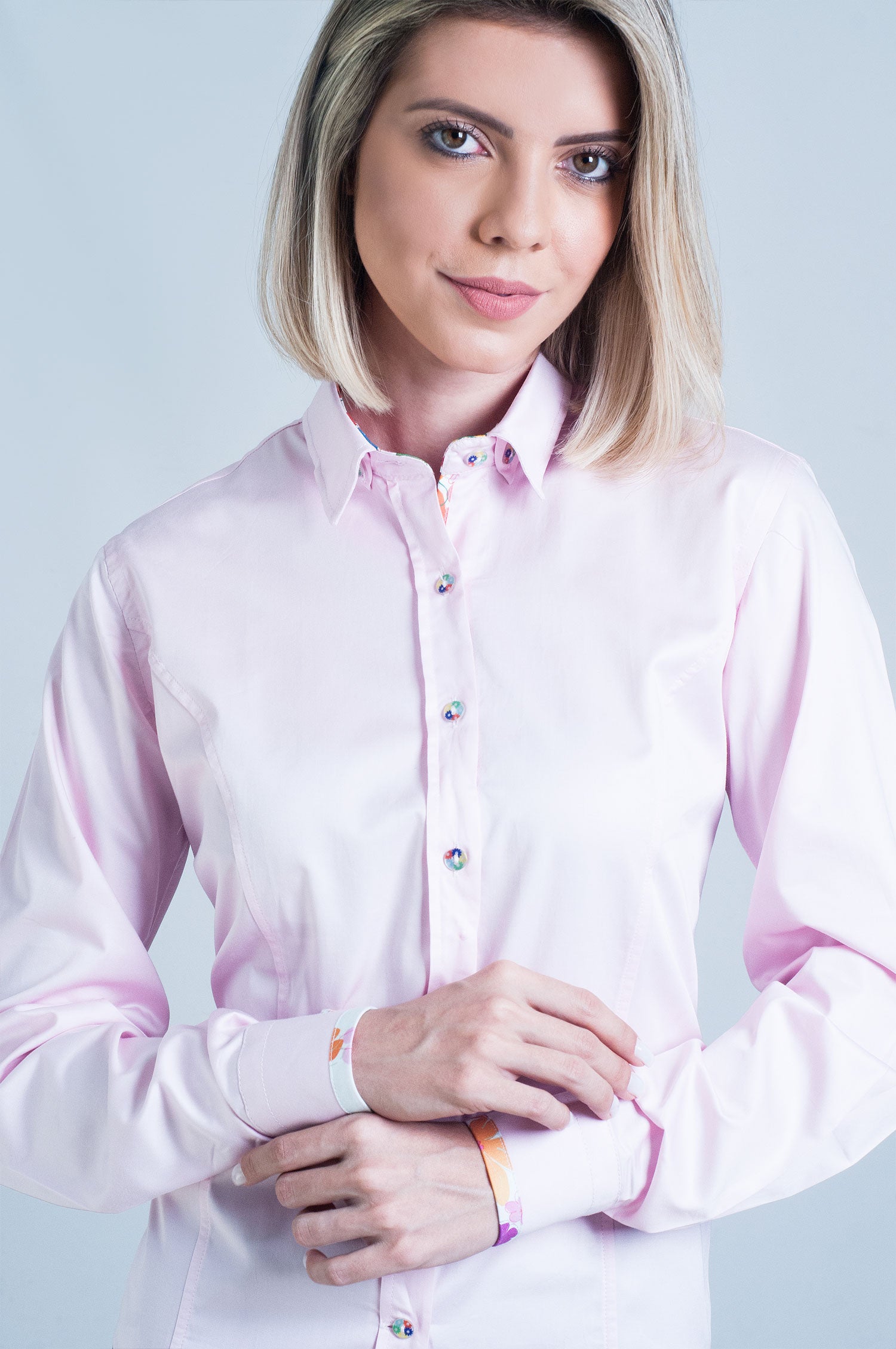 lady wearing Hartwell Emma Cotton Shirt | Perfect Pink