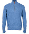 Blue Aran Woollen Mills Troyer Zip-neck Merino Pullover #colour_blue