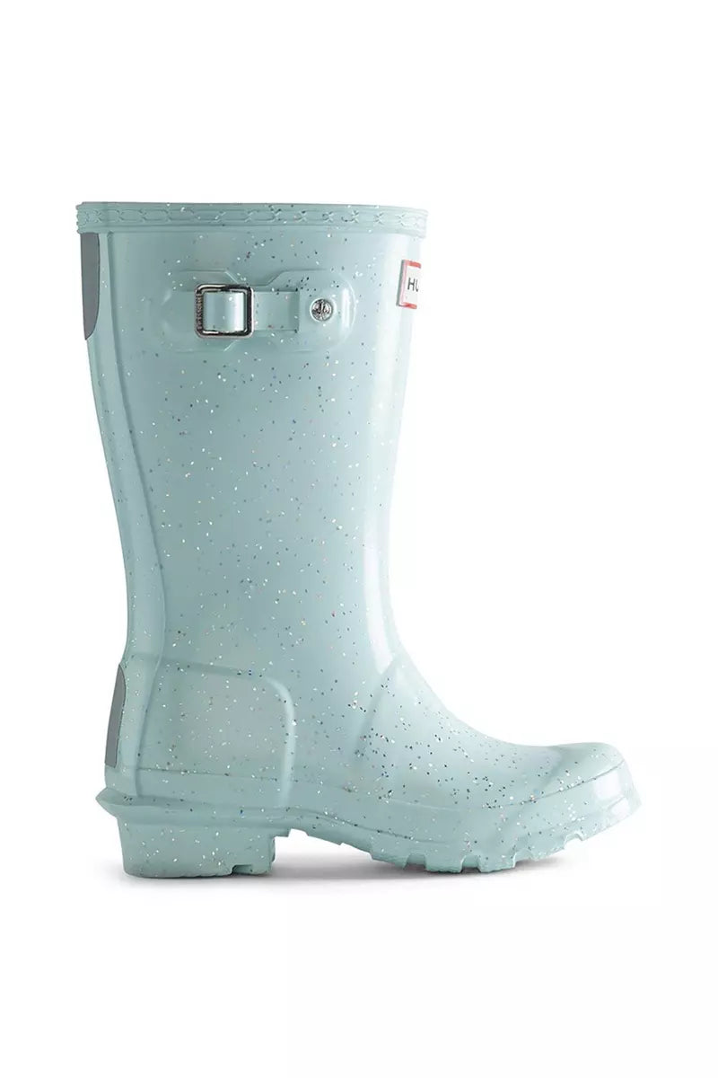 Hunter Big Kids Giant Glitter Wellington Boots in Gentle Blue