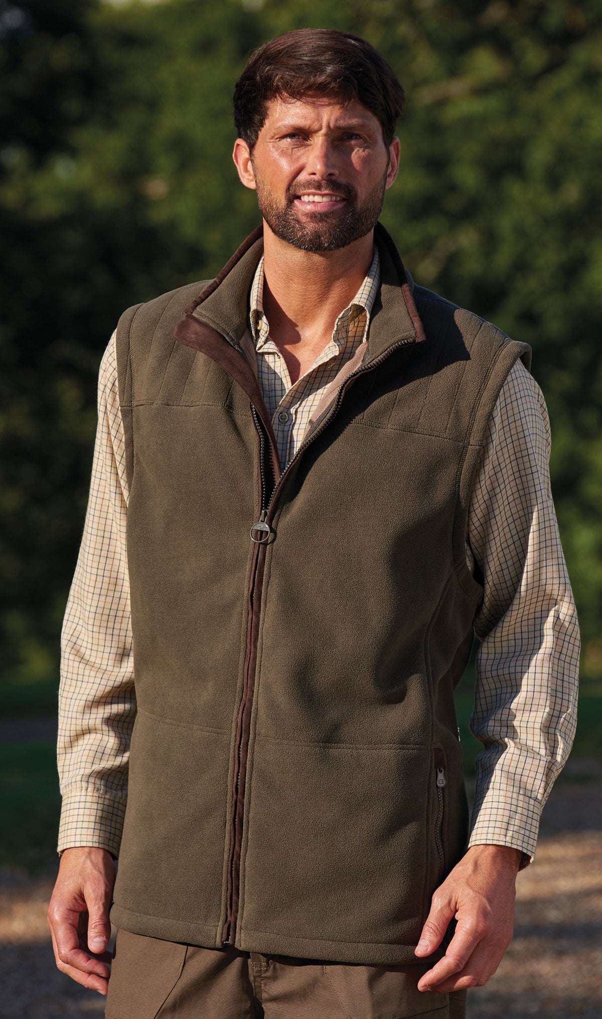 Man in a champion bonded micro fleece lined country gilet  