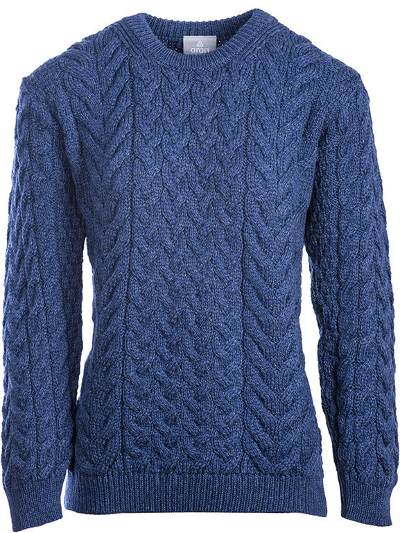 Deep Blue Aran Woollen Mills Ladies Merino Crew Neck Sweater 