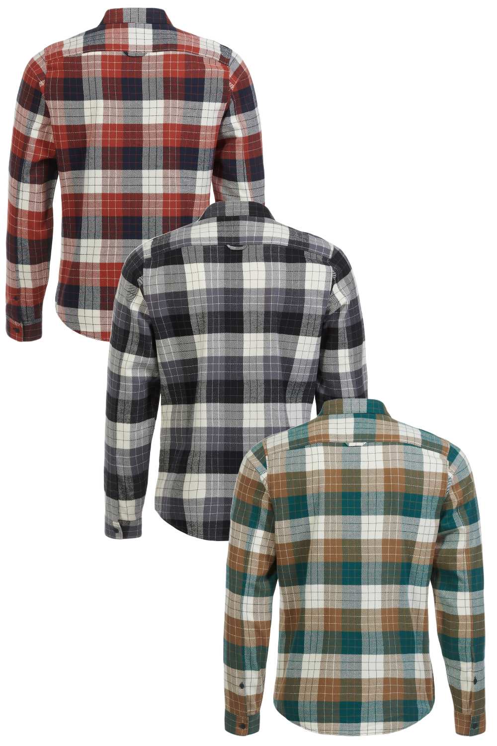 Must Marina Plaid L/S Shirt in Burnt Hena, Turbulence, Dark Caramel