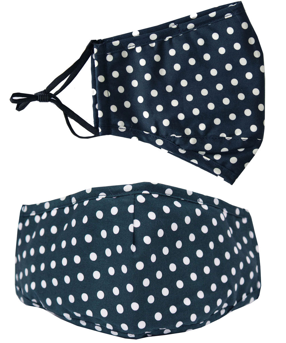 Navy with Polka Dots Reusable Face Mask