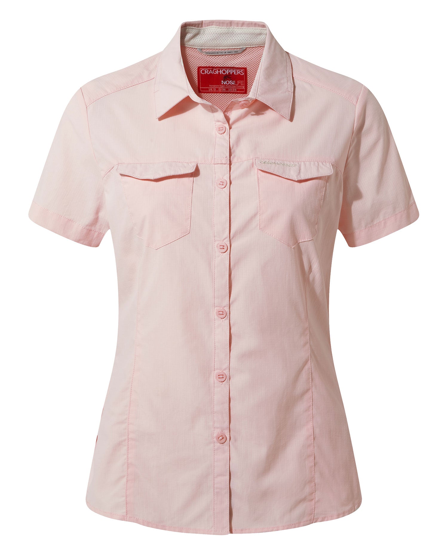 Seashell Pink Craghoppers NosiLife Adventure Ladies Short Sleeved Shirt