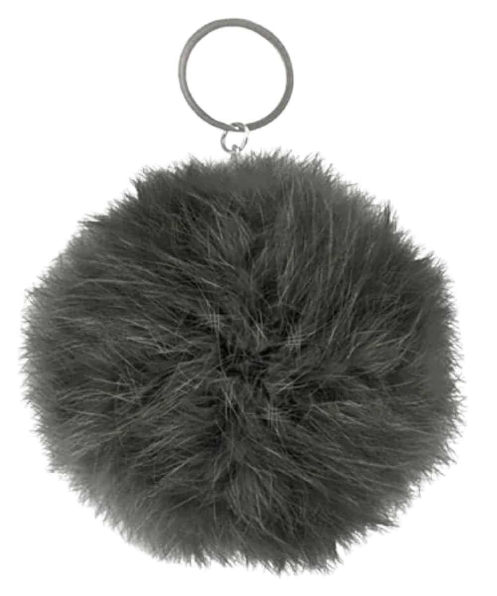 Pampeano Fur Pom Pom Keyring in Grey