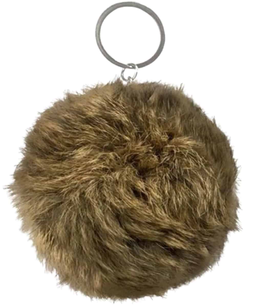 Pampeano Fur Pom Pom Keyring in Natural