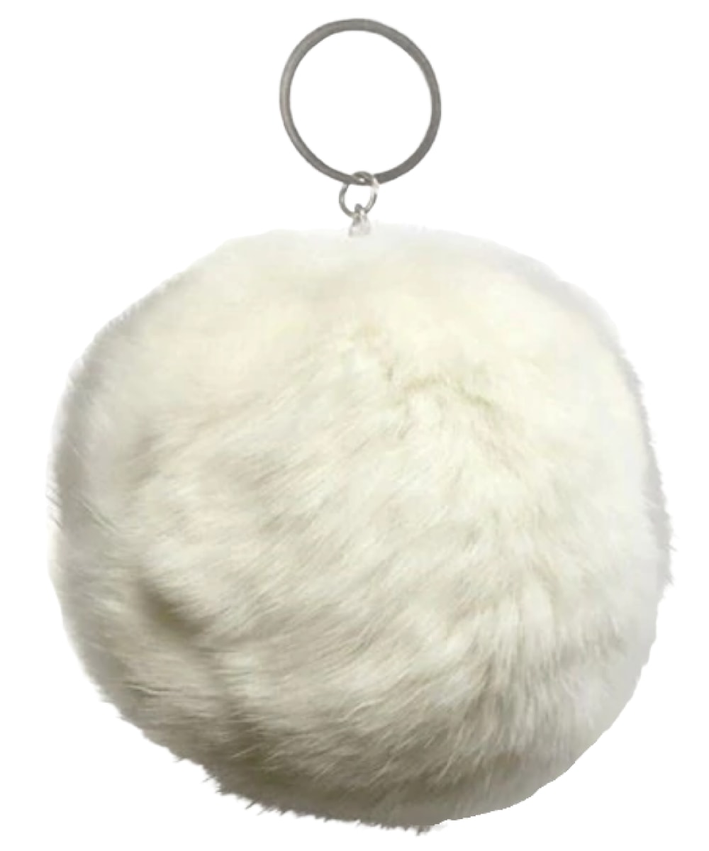 Pampeano Fur Pom Pom Keyring in White