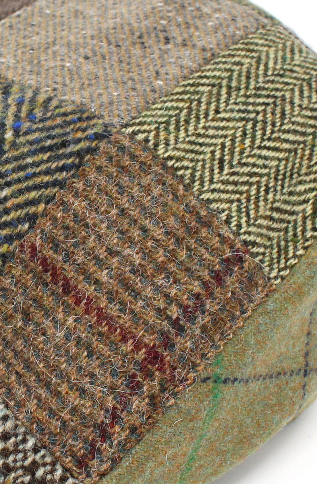 Brown and Green Patchwork Tweed Flat Cap by Hanna Hats of Donegal 