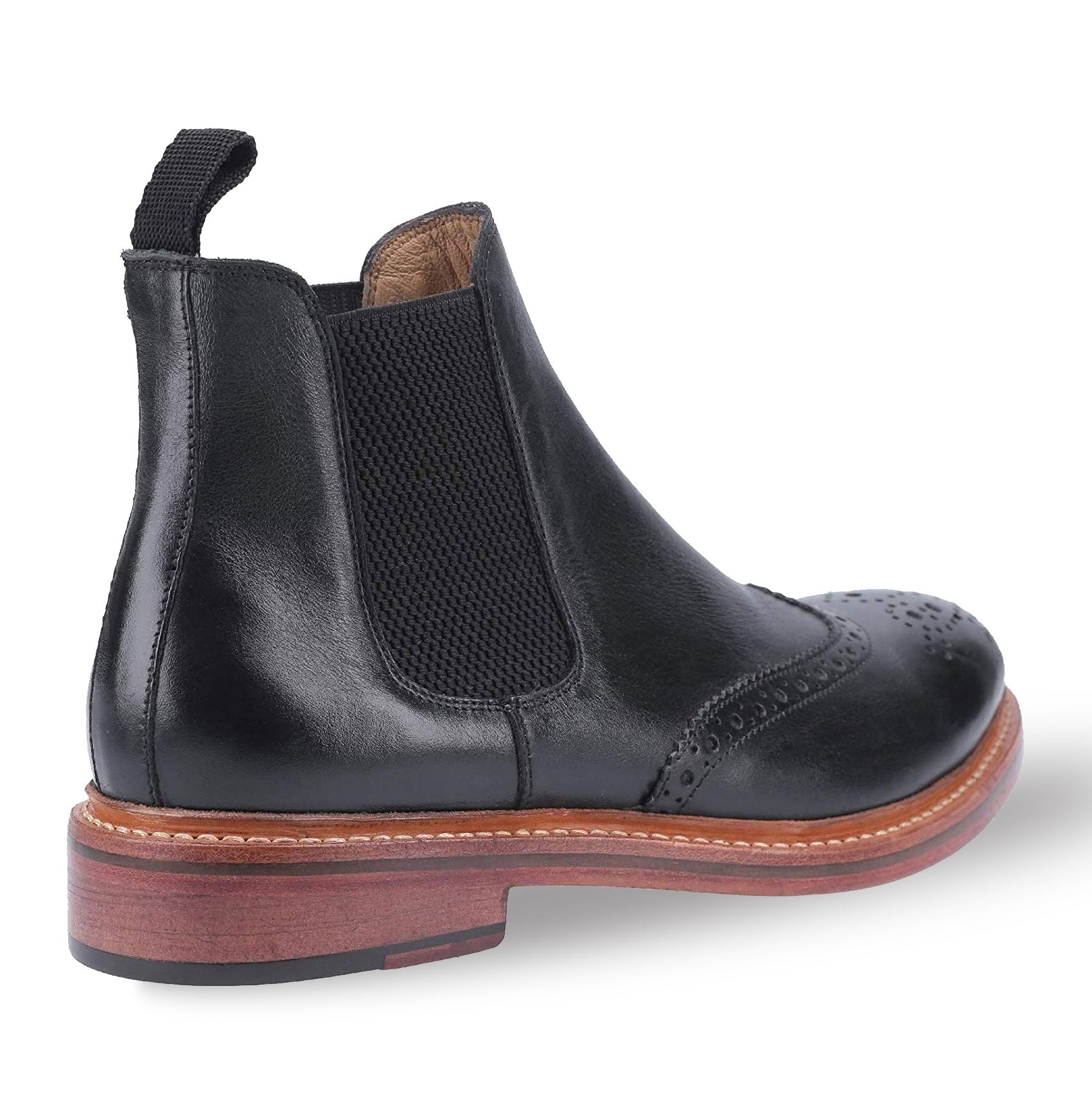 Black Cotswold Siddington Leather Brogue Chelsea Boot 