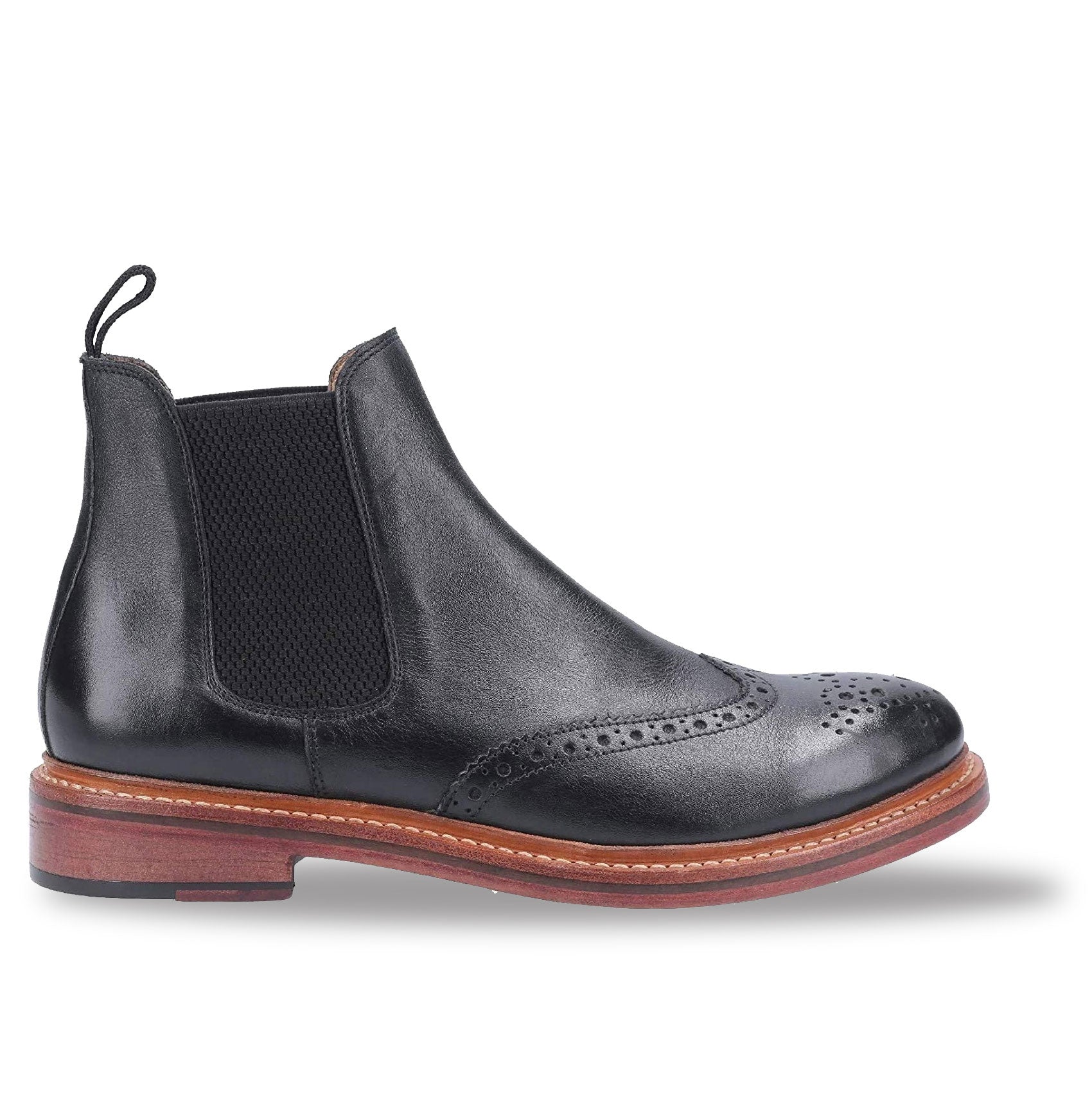 Black Cotswold Siddington Leather Brogue Chelsea Boot 