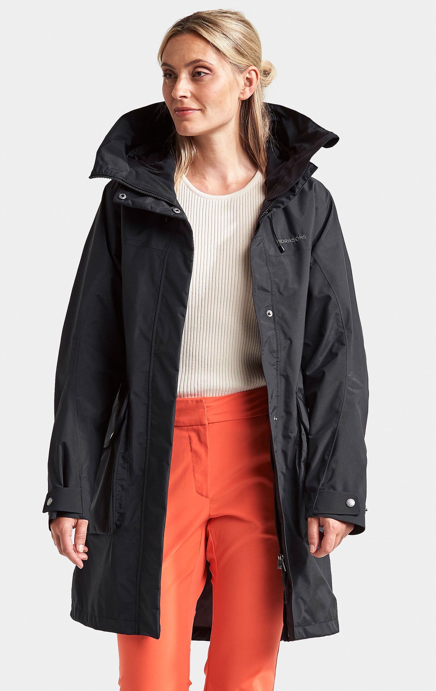 Black parka with over sized collar