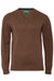 Alan Paine Streetly Lambswool V Neck Jumper in Tobacco #colour_tobacco