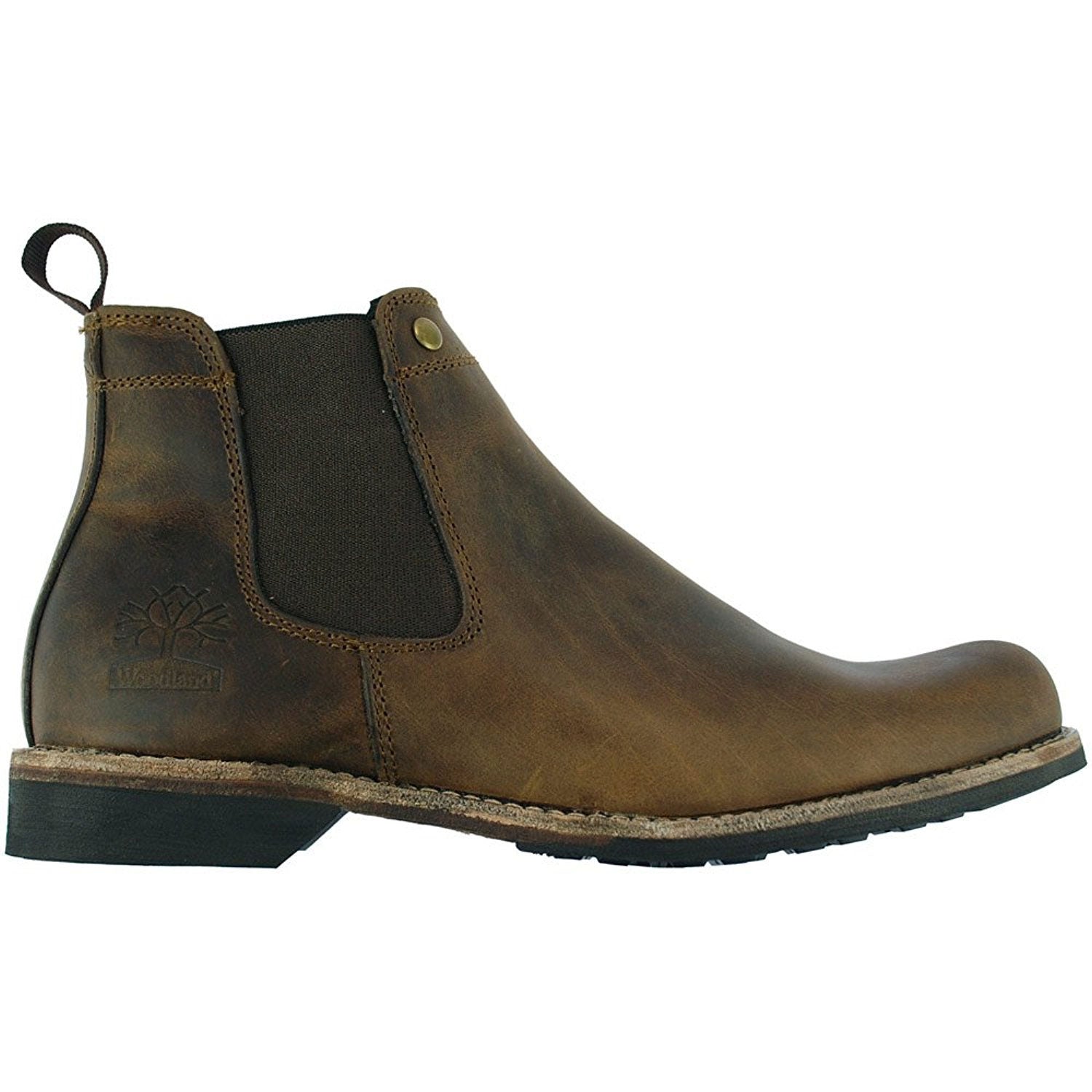 side view Woodland Crazy Horse Leather Chelsea Pull On Boot